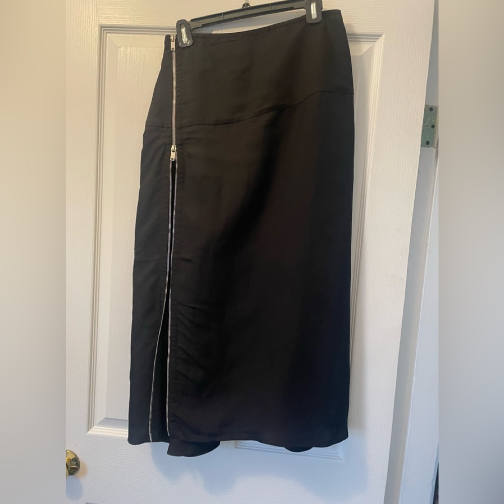 Jil Sander Black Midi Skirt with Zipper Detail US 4 - Picture 5 of 9